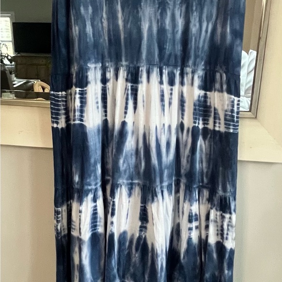 Chaps Sleeveless Blue Tie-Dye Tiered Maxi Dress - Casual Summer Style - Picture 7 of 10